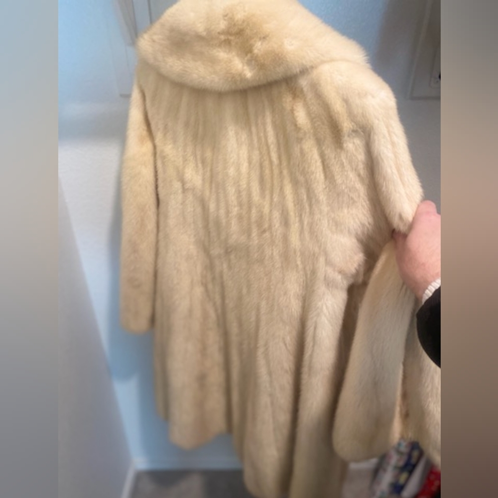 Vintage 1950s full length REAL White mink coat